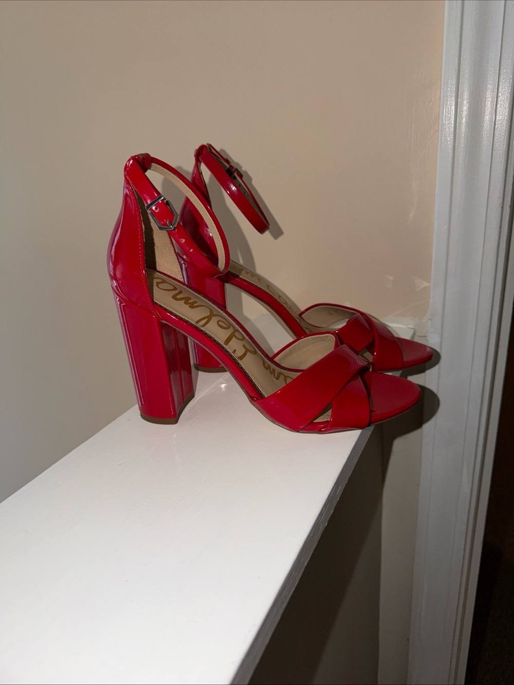 Sam Edelman Red Ankle-Strap Block Heel Sandals size 9M